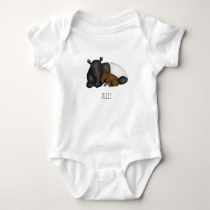 Tapir baby one-piece bodysuit with baby's name