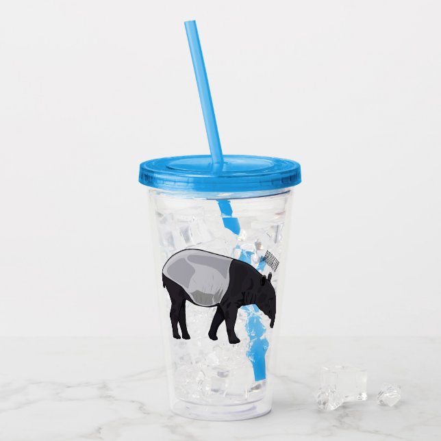 Tapir cartoon illustration acrylic tumbler (Front Ice)