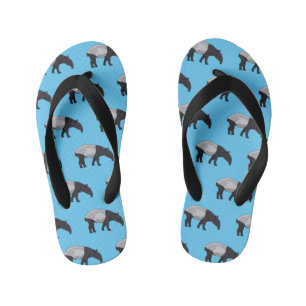 Tapir cartoon illustration kid's flip flops