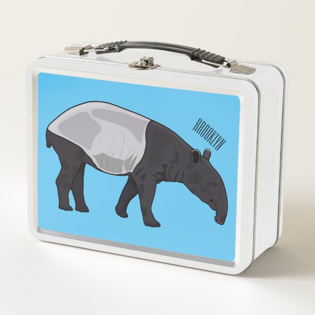 Tapir cartoon illustration metal lunch box (Front)