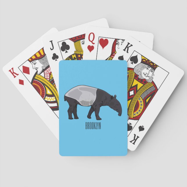 Tapir cartoon illustration playing cards (Back)
