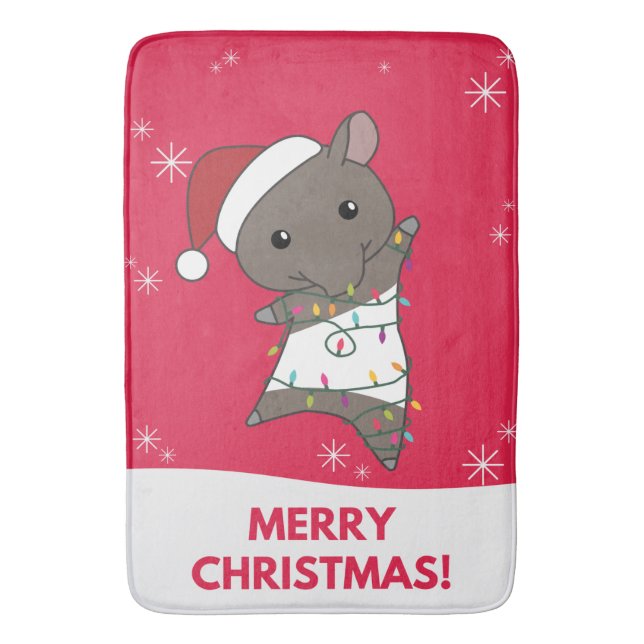 Tapir Christmas Tapire Winter Animals Bath Mat (Front Vertical)