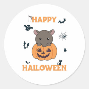 Tapir In Pumpkin Cute Tapire Happy Halloween Classic Round Sticker