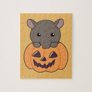 Tapir In Pumpkin Cute Tapire Happy Halloween Jigsa Jigsaw Puzzle