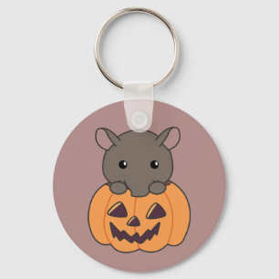 Tapir In Pumpkin Cute Tapire Happy Halloween Keych Keychain