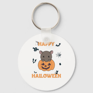 Tapir In Pumpkin Cute Tapire Happy Halloween Keychain