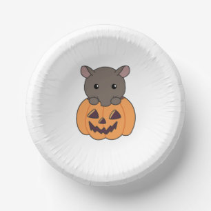 Tapir In Pumpkin Cute Tapire Happy Halloween Paper Plate
