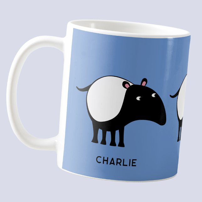 Tapir Personalized Name Coffee Mug (Fun personalized custom name or text Malaysian Tapir mug, fun, quirky and whimsical)