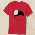 Tapir Personalized Name T-Shirt<br><div class="desc">A cute Malayan Tapir for animal and endangered wildlife lovers. Original art by Nic Squirrell. Change the name or text to personalize.</div>