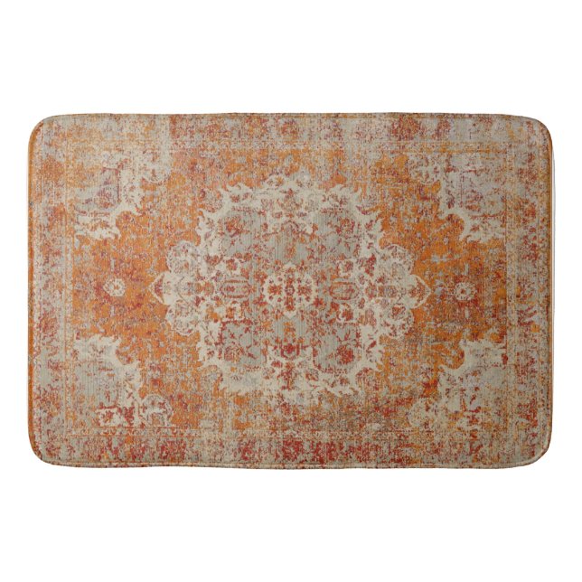 Tapis antique oriental orange bath mat (Front)