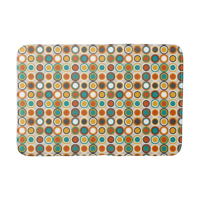 Tapis De Bain 1970 Funky Orange Brown Cercles Turquoises Motif (Devant)