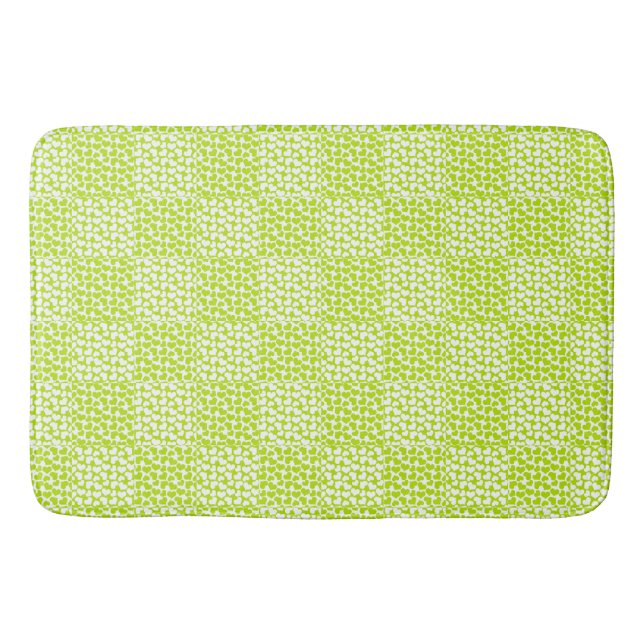 Tapis De Bain à damiers Amour en Lime Vert et Blanc (Devant)