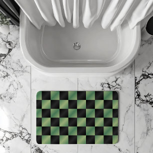 Tapis De Bain À damiers moderne vert olive noir dégradé