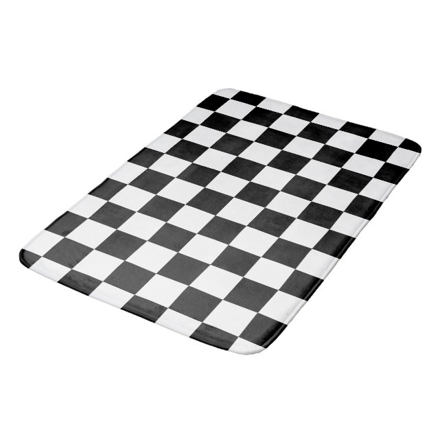 Tapis De Bain À damiers noir et blanc (Angle)