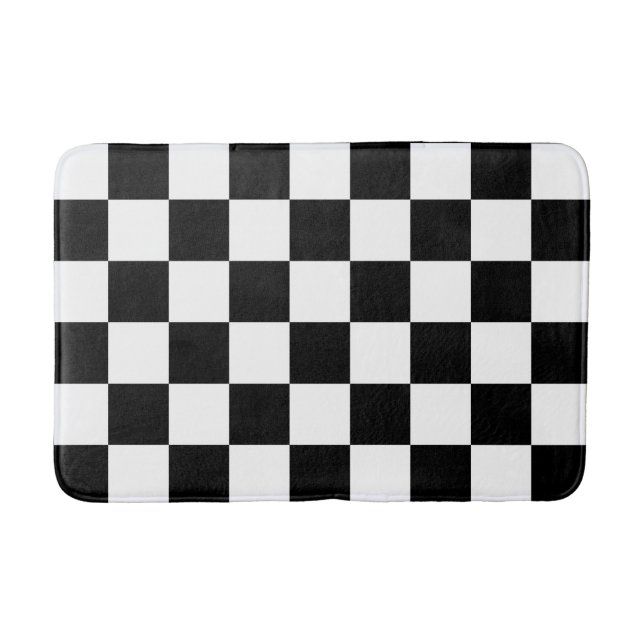 Tapis De Bain À damiers noir et blanc classique (Devant)
