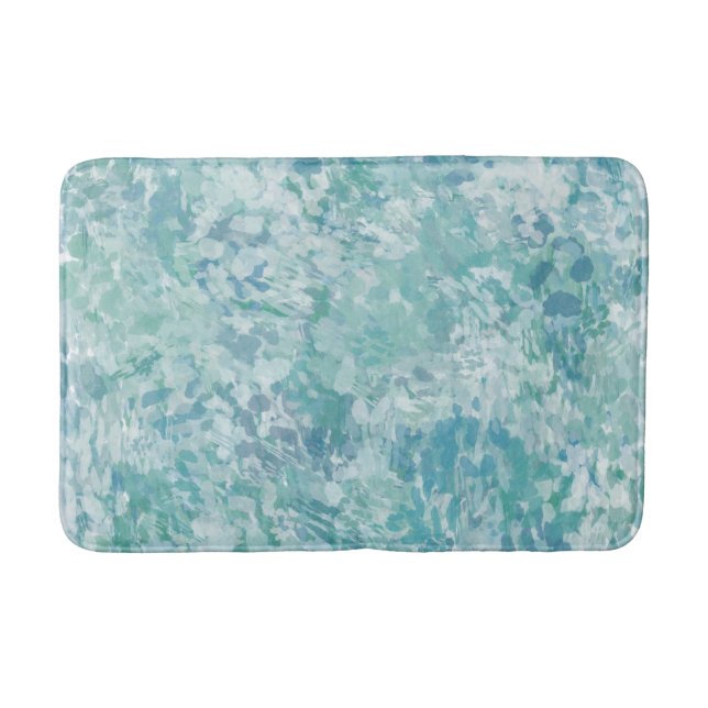 Tapis de bain à la menthe bleue impressionniste Ab (Devant)