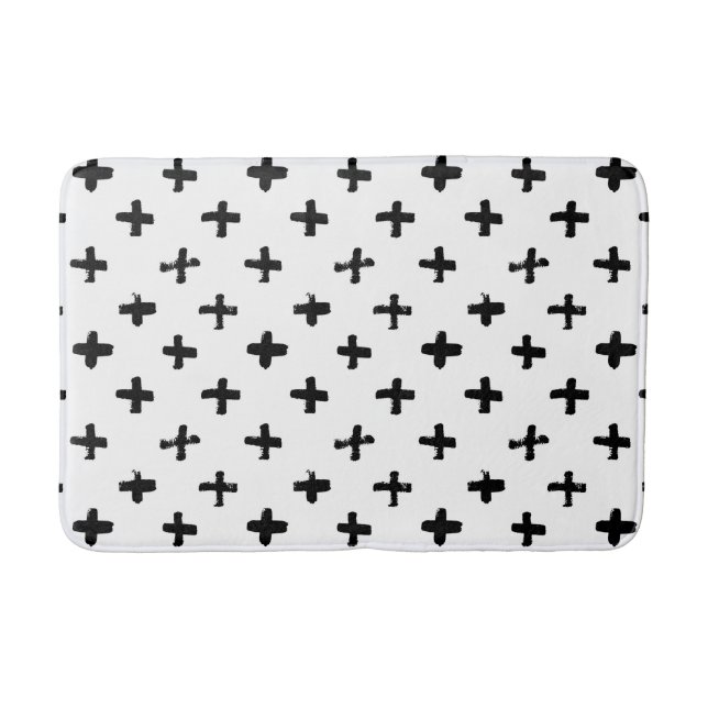 Tapis De Bain À l'encre noire chargez le motif croisé (Devant)
