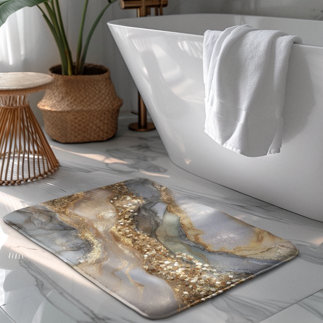 Tapis De Bain A luxurious gold and white marble background (Créateur téléchargé)
