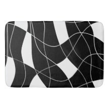 Tapis de bain à motif abstrait noir et blanc moder