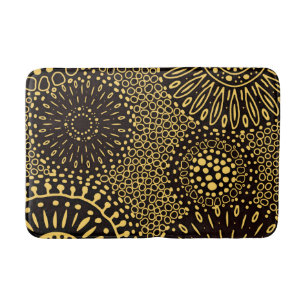 Tapis de bain à motif floral ethnique vintage or n