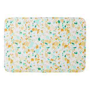 Tapis de bain à motifs Terrazzo vert et or
