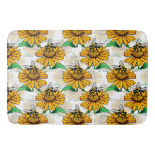 Tapis De Bain Abeille sur le Motif de fleurs de tournesol