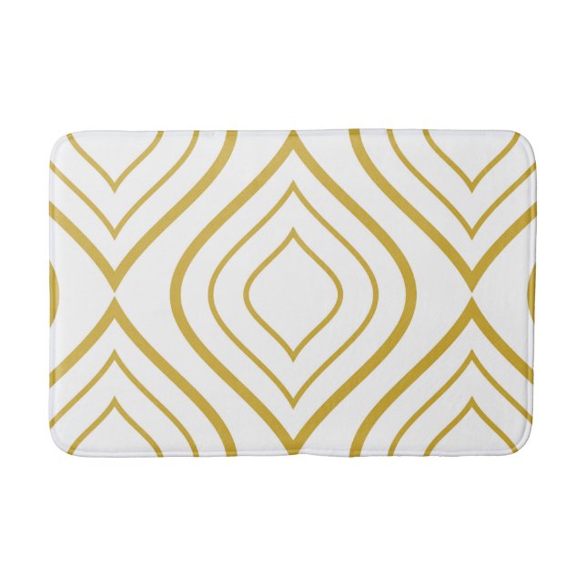 Tapis De Bain Abstract geometrical, white and gold (Devant)