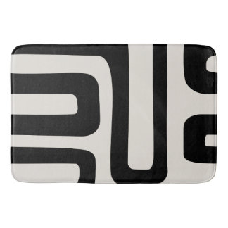Tapis De Bain Abstract Ivory and Black Bath Math