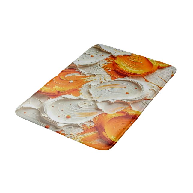 Tapis De Bain Abstract Swirling Teal and Orange Glossy Fluid Spl (Angle)