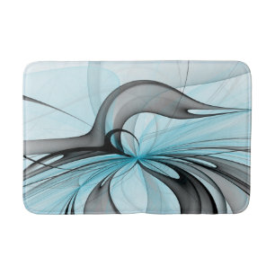 Tapis De Bain Abstrait Anthracite Gris Bleu Moderne Fractage Art