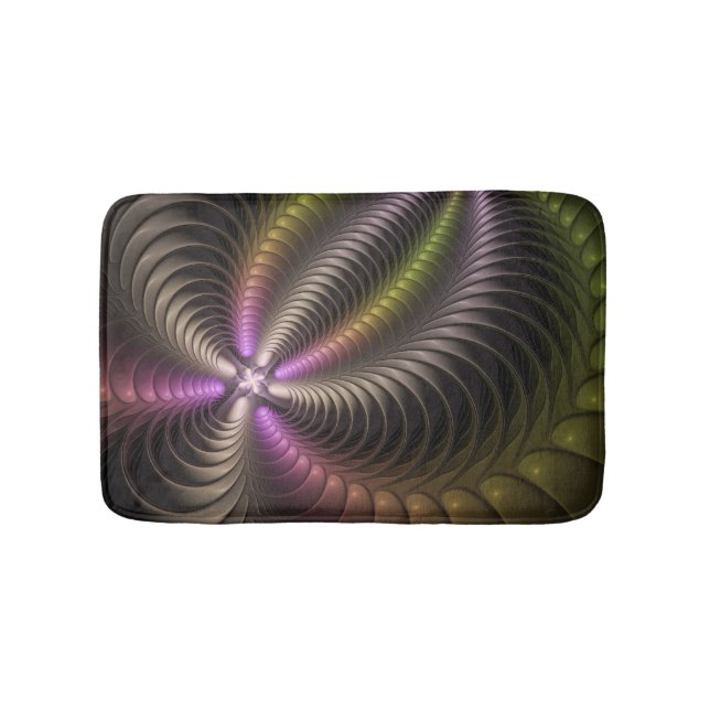 Tapis De Bain Abstrait brillant Trippy coloré 3D Fractal Art (Devant)