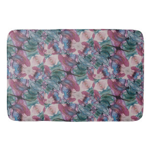 Tapis De Bain abstrait coloré Floral peint rose, vert