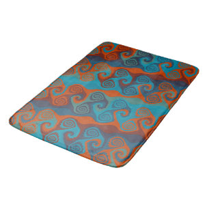 Tapis De Bain Abstrait de tourbillon orange et turquoise