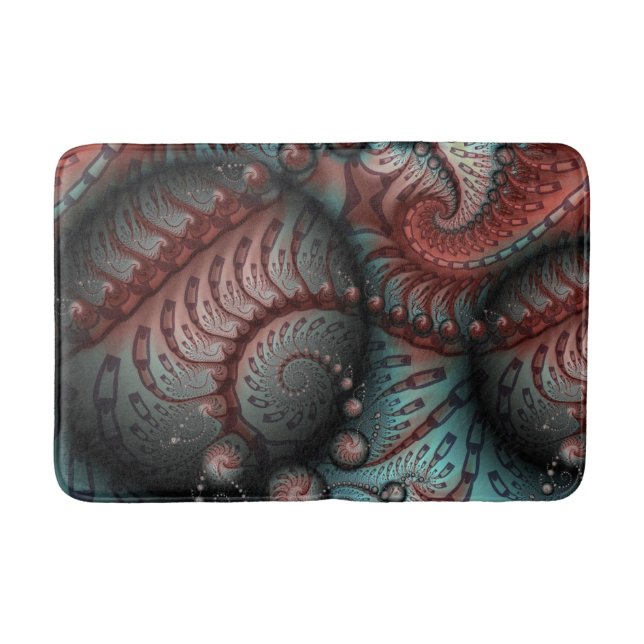 Tapis De Bain Abstrait Fantastique Vivid Art Fractal Brun Bleu (Devant)