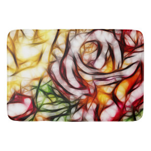 Tapis De Bain Abstrait Jaune Rose Lumière Artistique Floral Glow