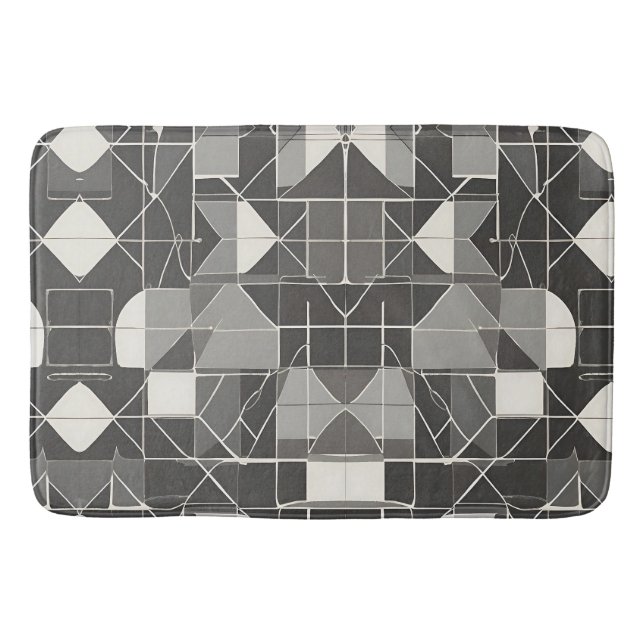 Tapis De Bain Abstrait noir & blanc : Style minimaliste (Devant)