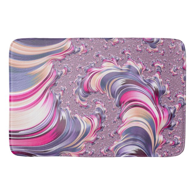 Tapis De Bain Abstrait rose pourpre spirale fractale (Devant)