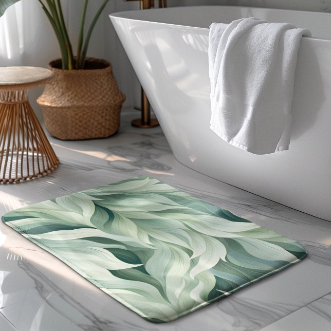 Tapis De Bain Abstrait vert Feuille Motif Nature Arrière - plan (Créateur téléchargé)