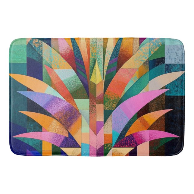 Tapis de bain abstrait vibrant Agave  (Devant)