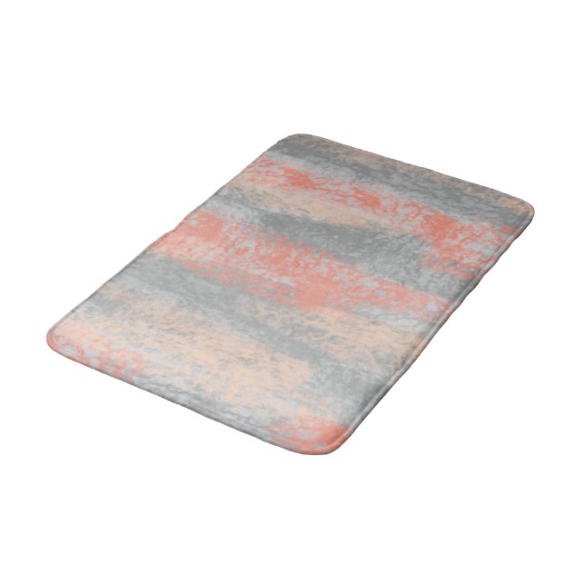 Tapis De Bain Abstraite teintes molles Corail Peach Grey (Angle)