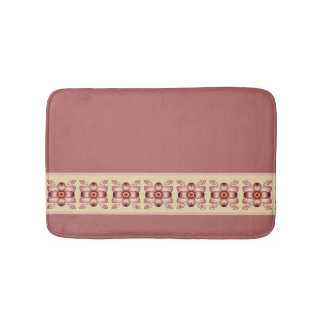 Tapis De Bain Accent Floral Rose Rose Et Dusté (Devant)