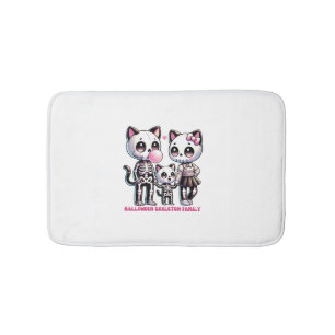 Tapis De Bain Adorable Skeleton Famille de chats avec Bubble gum