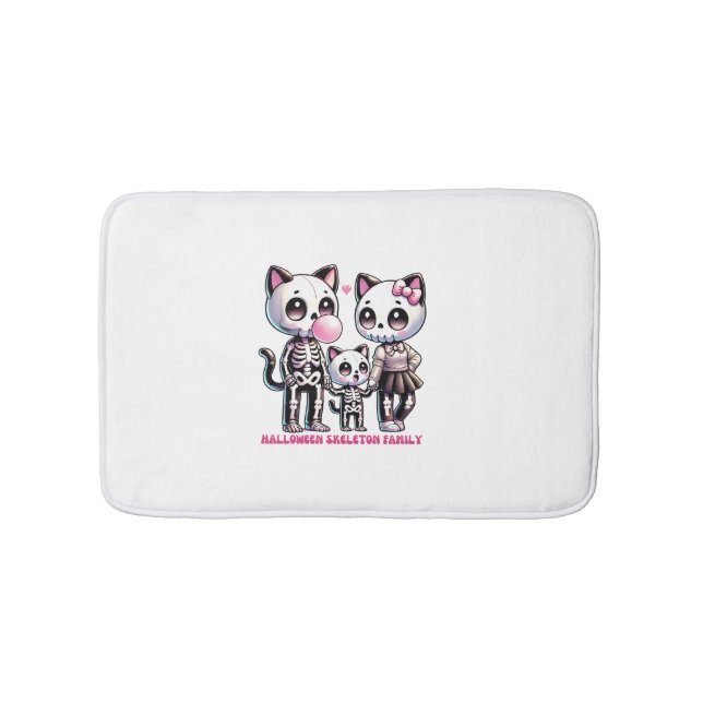 Tapis De Bain Adorable Skeleton Famille de chats avec Bubble gum (Devant)