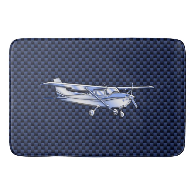 Tapis De Bain Aéronef Classique Chrome Cessna Flying Carbon Fibr (Devant)