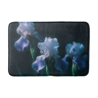 Tapis De Bain Affiche d'art mural floral Iris Bleu