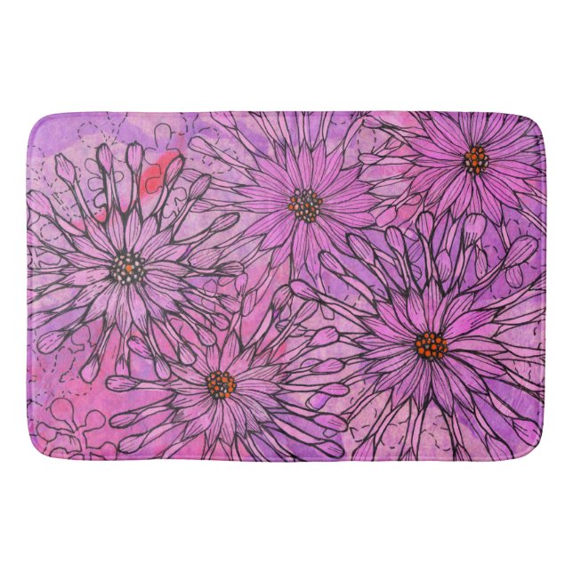 Tapis De Bain African Daisy Cape Daisies Fleurs roses Art Floral (Devant)