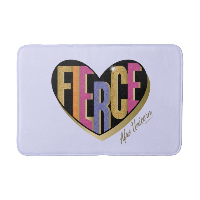 Tapis De Bain Afro Unicorn Fierce Heart Design (Devant)