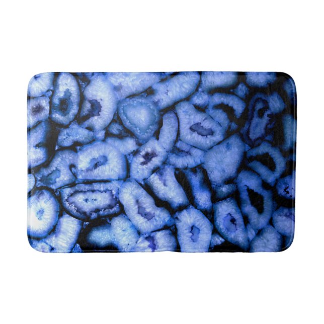 Tapis De Bain Agate de quartz bleu, Geodes bleues, motif abstrai (Devant)