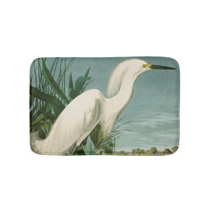Tapis De Bain Aigrette neigeuse d'Audubon oiseau héron blanc orn