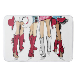 Tapis De Bain Alabama Dames Mode Cowboy Boot Rouge Blanc